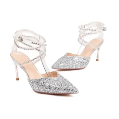 Women's Pointed Toe Strappy Glitter Stilettos Pumps Wedding Shoes -Ladies Fashion Shoes img 9746 1.jpg.mst