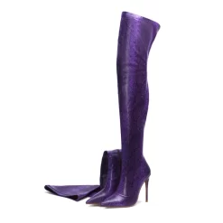 Fashion Snake Embossed Pointed Toe Stilettos Over-the-knee Boots