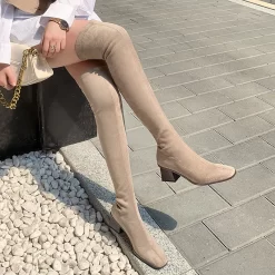 Stretch Suede Boots Suede Elastic Thigh High Boot With Heel -Ladies Fashion Shoes jd f100 3 s 01.jpg.mst