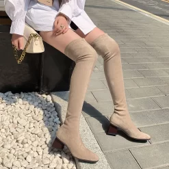 Stretch Suede Boots Suede Elastic Thigh High Boot With Heel -Ladies Fashion Shoes jd f100 3 s 02.jpg.mst