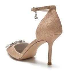 Pointed Toe Stiletto Heel Glitter Wedding Shoes With Rhinestone -Ladies Fashion Shoes jewelry flowers pointed toe stiletto heel ankle strap glitter pumps 4 2 1