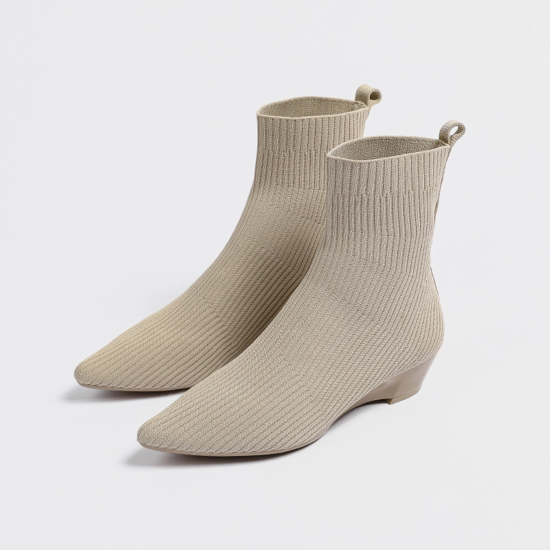 Knit Ankle Boots Wedges Heels Fashion Women's Sock Booties - Image 6