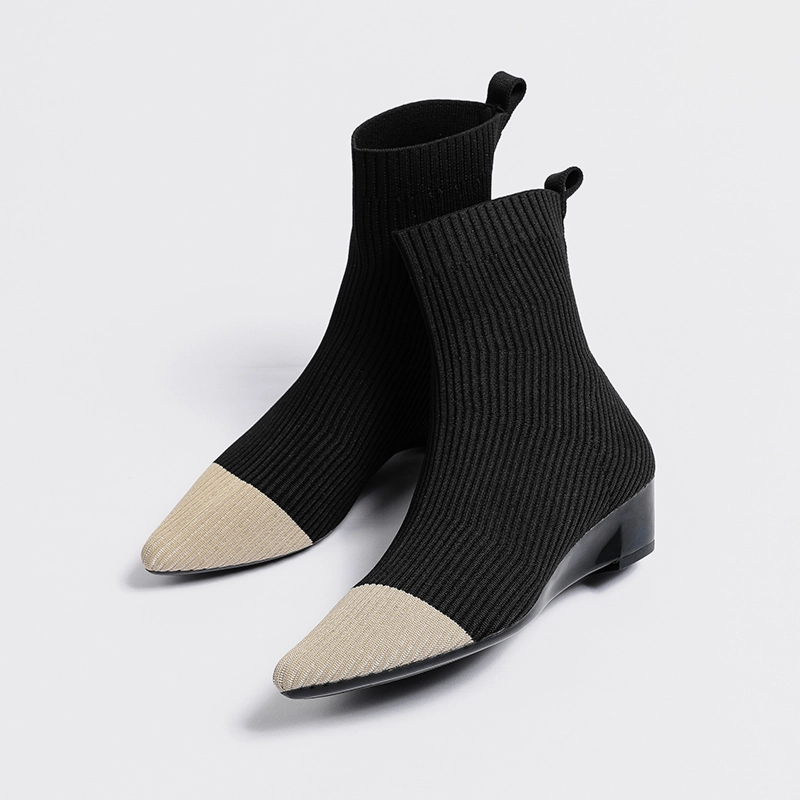 Knit Ankle Boots Wedges Heels Fashion Women's Sock Booties - Image 20