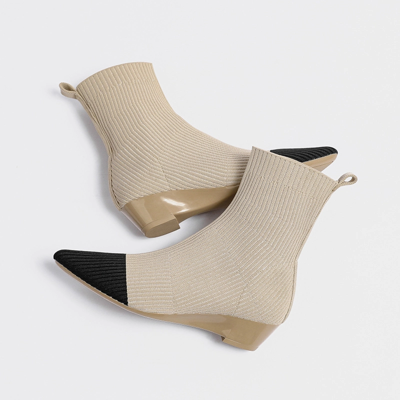 Knit Ankle Boots Wedges Heels Fashion Women's Sock Booties - Image 11