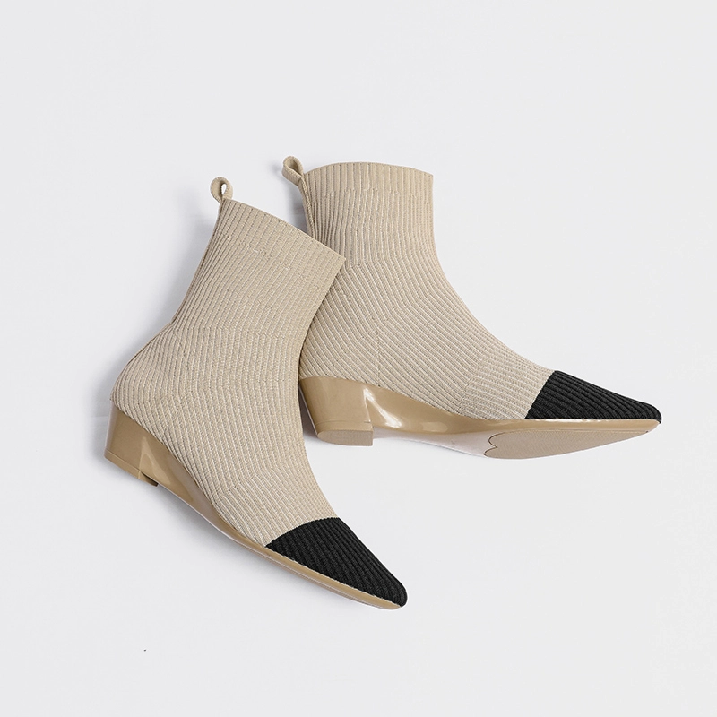 Knit Ankle Boots Wedges Heels Fashion Women's Sock Booties - Image 13
