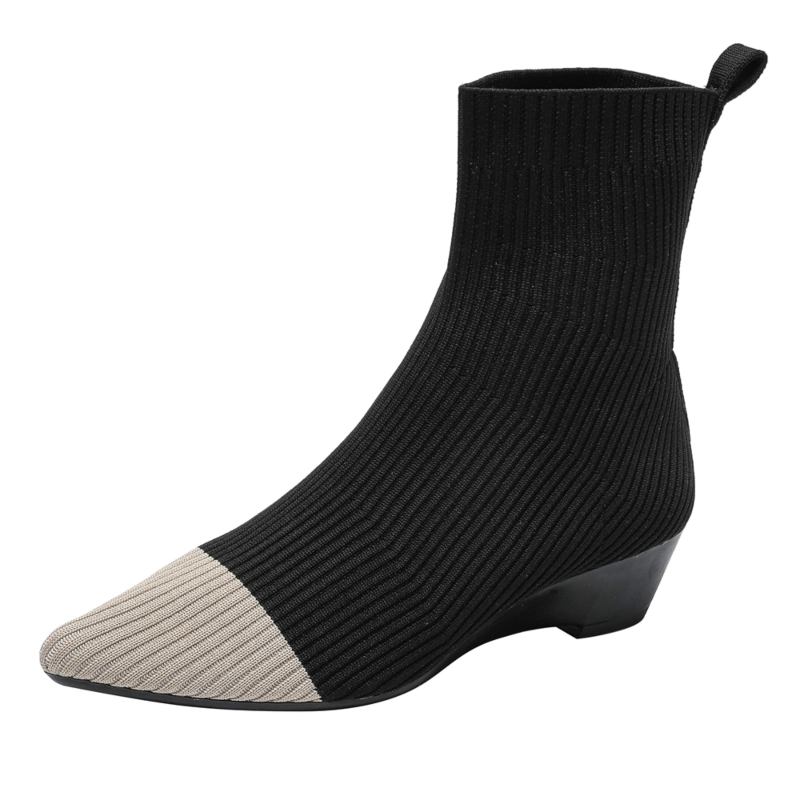 Knit Ankle Boots Wedges Heels Fashion Women's Sock Booties - Image 14