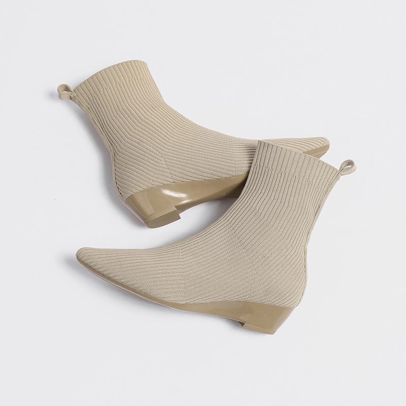 Knit Ankle Boots Wedges Heels Fashion Women's Sock Booties - Image 5