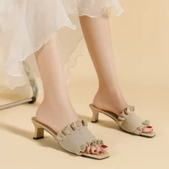 Knit Ruffle Open Toe Mule Heel Sandals -Ladies Fashion Shoes knit ruffle open toe mule heel sandals 8 1.jpg.mst