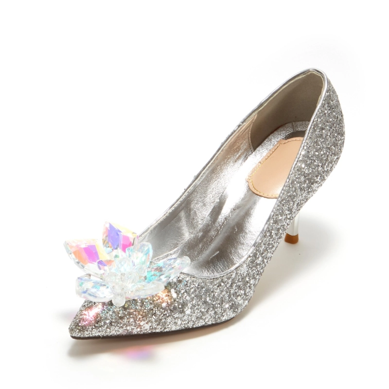 Ladies Glitter Crystal Embellished High Heel Sparkly Sequin Pumps - Image 9