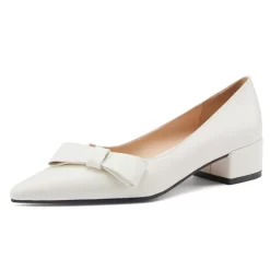 Leather Pointed Toe Shoes Flats 2021 Bow Dress Pumps