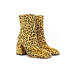 Yellow Square Toe Boots Leopard Print Horsehair Zip Chunky Heel Ankle Boots -Ladies Fashion Shoes leopard print chunky heel square toe boots 4 .jpg.mst