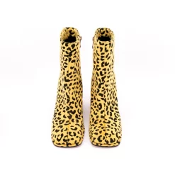 Yellow Square Toe Boots Leopard Print Horsehair Zip Chunky Heel Ankle Boots -Ladies Fashion Shoes leopard print chunky heel square toe boots 6 .jpg.mst