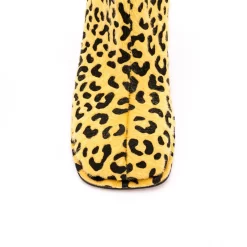 Yellow Square Toe Boots Leopard Print Horsehair Zip Chunky Heel Ankle Boots -Ladies Fashion Shoes leopard print chunky heel square toe boots 7 .jpg.mst