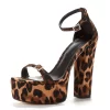 Leopard Print Platform Chunky Heels Ankle Strap Buckle Heeled Sandals -Ladies Fashion Shoes leopard print platform chunky heels sandals.jpg.mst
