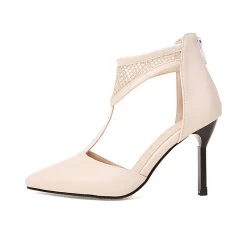 Mesh T-Strap Pumps Stiletto Heels Closed Toe Sandals -Ladies Fashion Shoes mesh t bar stiletto heels pointed toe sandals 10 1.jpg.mst