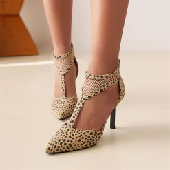 Mesh T-Strap Pumps Stiletto Heels Closed Toe Sandals -Ladies Fashion Shoes mesh t bar stiletto heels pointed toe sandals 15 .jpg.mst