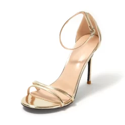 Metallic Mirror Ankle Strap Buckle Heeled Sandals -Ladies Fashion Shoes metallic mirrow ankle strap buckle heeled sandals 7 .jpg.mst