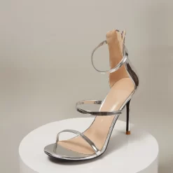 Up2step Patent Leather Triple Strap Open Toe Dancing Heeled Sandals -Ladies Fashion Shoes metallic open toe sexy sandals triple straps heeled sandal 1 2.jpg.mst