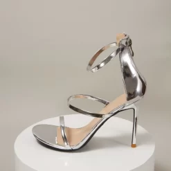 Up2step Patent Leather Triple Strap Open Toe Dancing Heeled Sandals -Ladies Fashion Shoes metallic open toe sexy sandals triple straps heeled sandal 4 2 1.jpg.mst