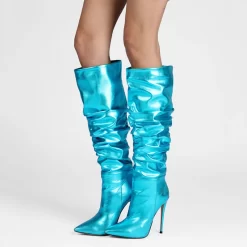 Metallic Plisse Stilettos Over The Knee Boots 41 Metallic Plisse Stilettos Over The Knee Boots -Ladies Fashion Shoes metallic plisse stilettos over the knee boots.jpg.mst