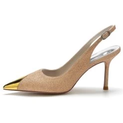 Metallic Pointed Toe Glitter Pumps Shoes Slingback Stiletto Heels -Ladies Fashion Shoes metallic pointed toe glitter pumps shoes slingback stiletto heels 4 1