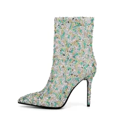 Women's Sequin Pointed Toe Stiletto Heel Ankle Boots 24 Women's Sequin Pointed Toe Stiletto Heel Ankle Boots -Ladies Fashion Shoes multicolor sequin pointed toe stiletto heel ankle boots 1 1.jpg.mst