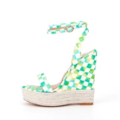 Women's Plaid Printed Open Wedge Heels Platform Ankle Strap Sandals -Ladies Fashion Shoes n105 9 1.jpg.mst