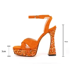 Orange Suede Rhinestone Platform Ankle Strap Spool Heel Party Sandals 17 Orange Suede Rhinestone Platform Ankle Strap Spool Heel Party Sandals -Ladies Fashion Shoes n112 3 1.jpg.mst