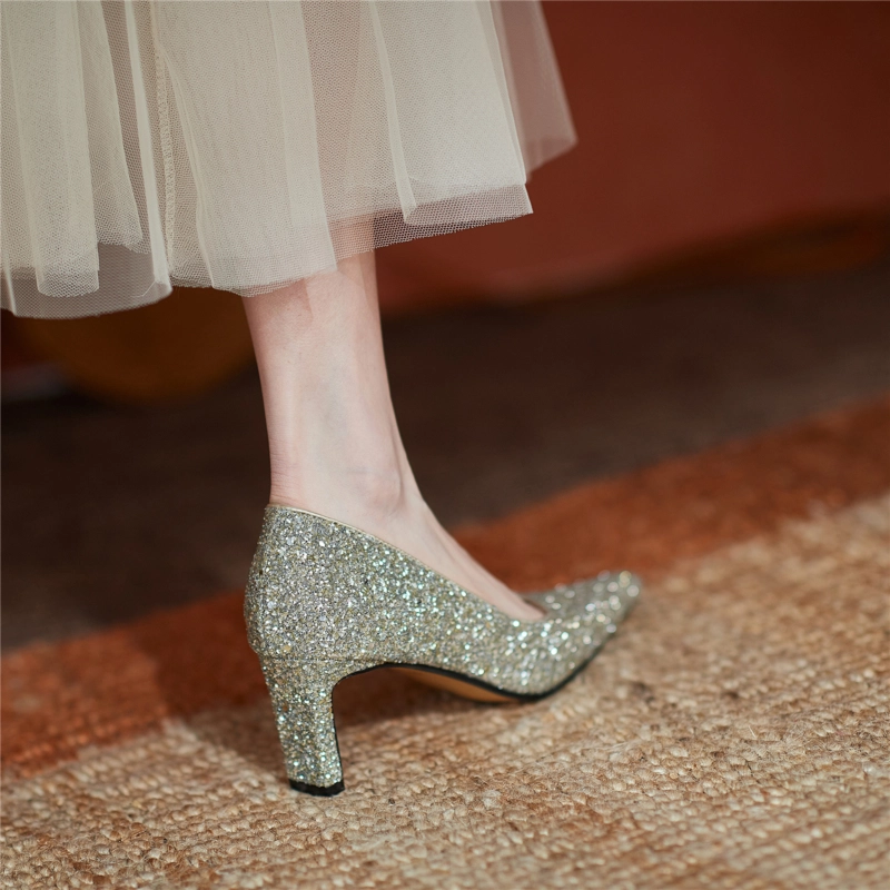 Office Block Heel Leather Pumps Square Toe Court Shoes With Low Vamp - Image 15