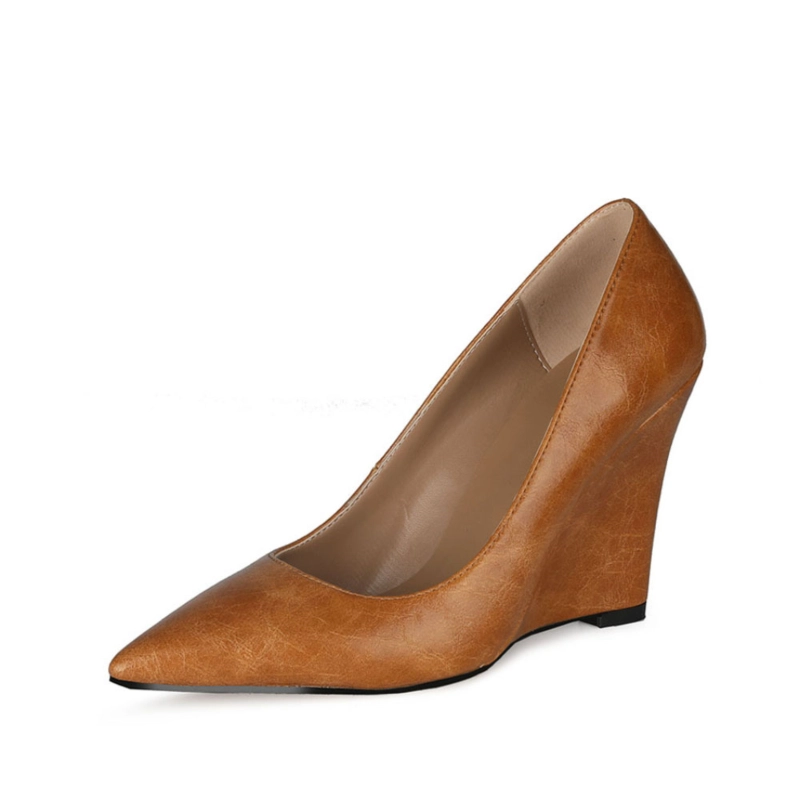 Office High Heel Wedge Pumps Closed Toe Slip-on Shoes For Work - Image 7