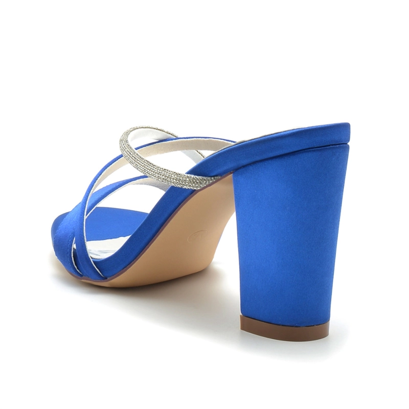 Open Toe Rhinestone Cross Strap Heel Mule Sandals 14 Open Toe Rhinestone Cross Strap Heel Mule Sandals - Image 12