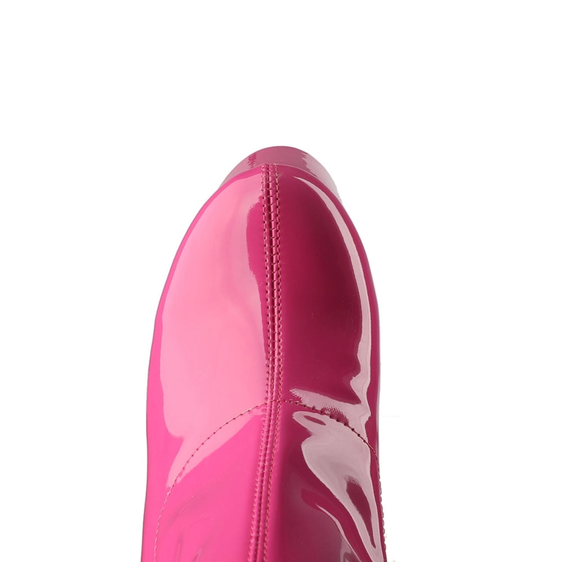 Patent Leather Minimalist Chunky Heel Round Toe Zipper Boots - Image 13