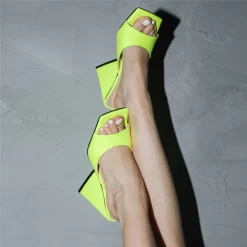 Patent Leather Party Mule Sandals Square Toe Slides With Block Heel -Ladies Fashion Shoes patent leather party mule sandals square toe slides with block heel 14 1 2.jpg.mst