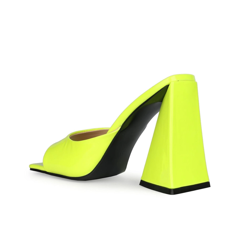 Patent Leather Party Mule Sandals Square Toe Slides With Block Heel - Image 16