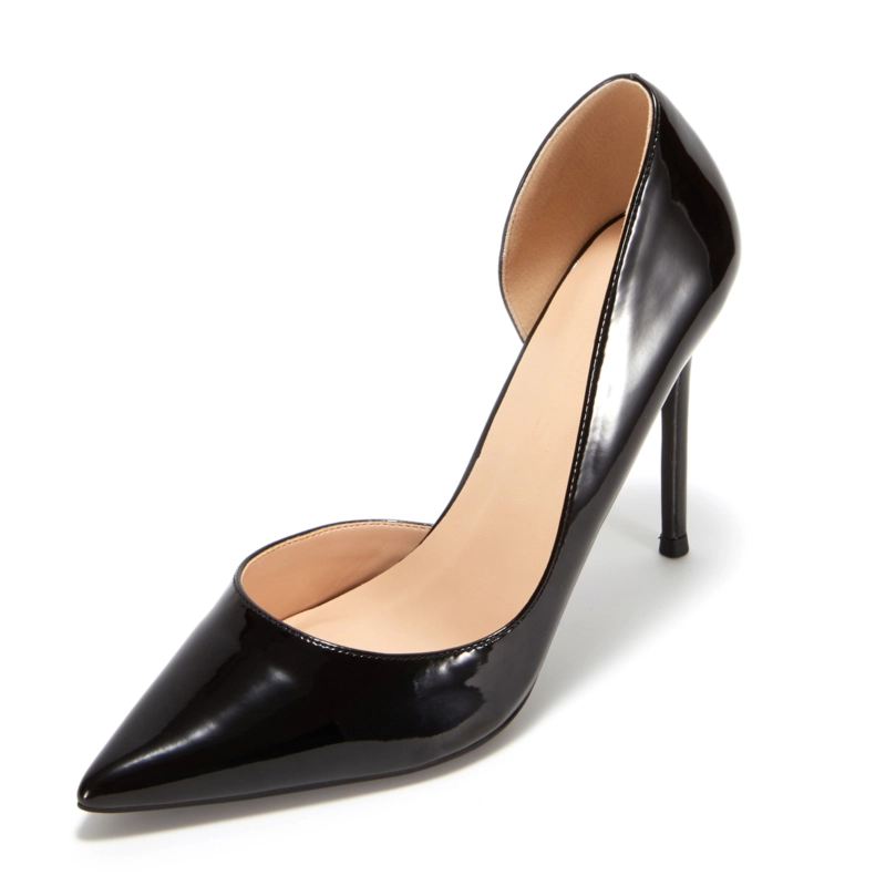 Patent Leather Pointed Toe D'orsay Stiletto Heels Pumps - Image 5