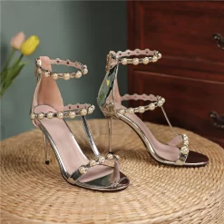 Pearl Embellished Bridal T-Strap Sandals High Heels Strappy Zip Shoes For Wedding -Ladies Fashion Shoes pearl bridal t strap sandals heels strappy zip shoes for wedding 13 1 1.jpg.mst