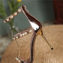 Pearl Embellished Bridal T-Strap Sandals High Heels Strappy Zip Shoes For Wedding -Ladies Fashion Shoes pearl bridal t strap sandals heels strappy zip shoes for wedding 19 1 1.jpg.mst
