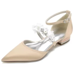 Pearl Flowers Strap Flat Shoes Satin D'orsay Bridal Wedding Flats -Ladies Fashion Shoes pearl flowers strap flat shoes satin d orsay bridal wedding flats 11 1.jpg.mst