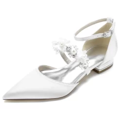 Pearl Flowers Strap Flat Shoes Satin D'orsay Bridal Wedding Flats -Ladies Fashion Shoes pearl flowers strap flat shoes satin d orsay bridal wedding flats 5 1.jpg.mst