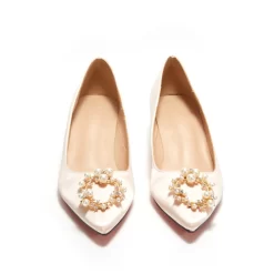 Pearl Rhinestones Decor Low Kitten Heel Wedding Shoes Pumps -Ladies Fashion Shoes pearl rhinestones decor low kitten heel wedding shoes pumps 4 1.jpg.mst