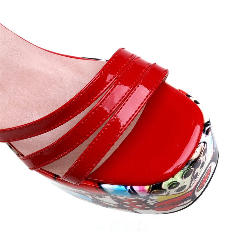 Platform Block Heel Cross Strap Sandals Graffiti Strappy Platform Dress Shoes 17 Platform Block Heel Cross Strap Sandals Graffiti Strappy Platform Dress Shoes - Image 15