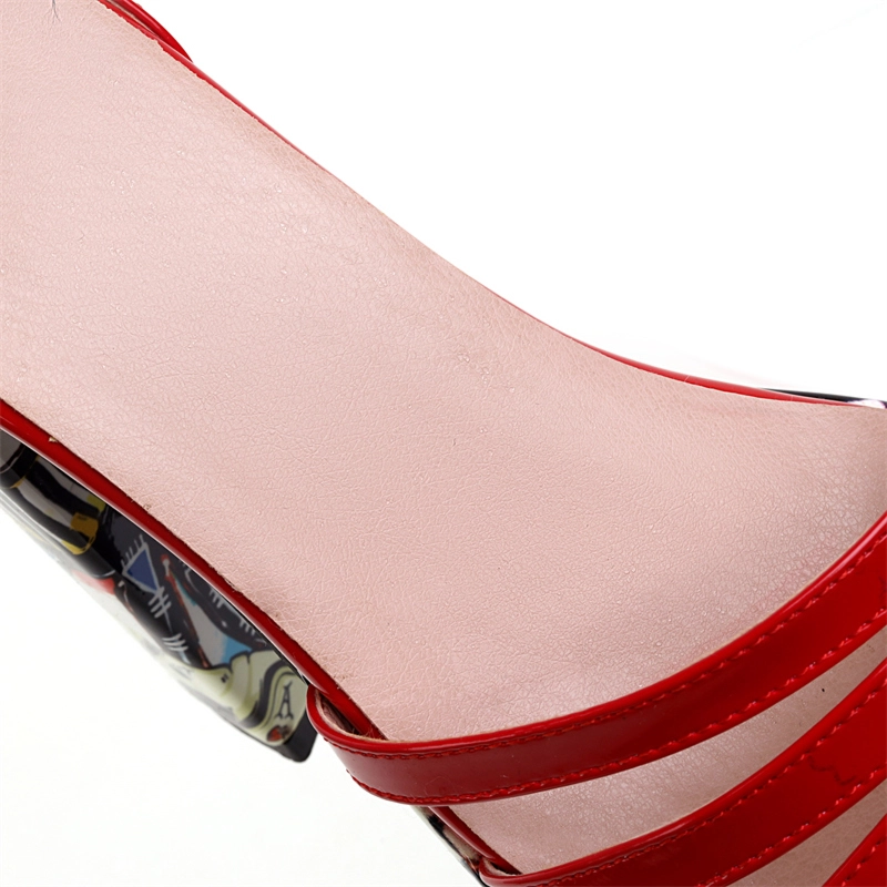 Platform Block Heel Cross Strap Sandals Graffiti Strappy Platform Dress Shoes 18 Platform Block Heel Cross Strap Sandals Graffiti Strappy Platform Dress Shoes - Image 16