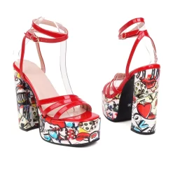 Platform Block Heel Cross Strap Sandals Graffiti Strappy Platform Dress Shoes 40 Platform Block Heel Cross Strap Sandals Graffiti Strappy Platform Dress Shoes -Ladies Fashion Shoes platform block heel cross strap sandals graffiti strappy platform dress shoes 4 1.jpg.mst