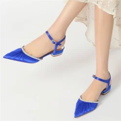 Plisse Rhinestones Flats Satin Ankle Strap Flat Women Shoes For Dance -Ladies Fashion Shoes plisse rhinestones flats satin d orsay flat women shoes for dance 4 2.jpg.mst