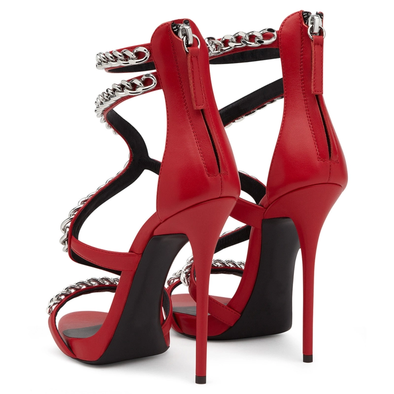 Punk Chain Wrap Sandals High Heels With Back Zipper - Image 3