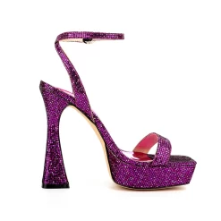 Glitter Spool Heel Platform Sandals Square Toe Ankle Strap High Heels -Ladies Fashion Shoes purple glitter spool heel platform sandals square toe ankle strap high heels 4 1.jpg.mst