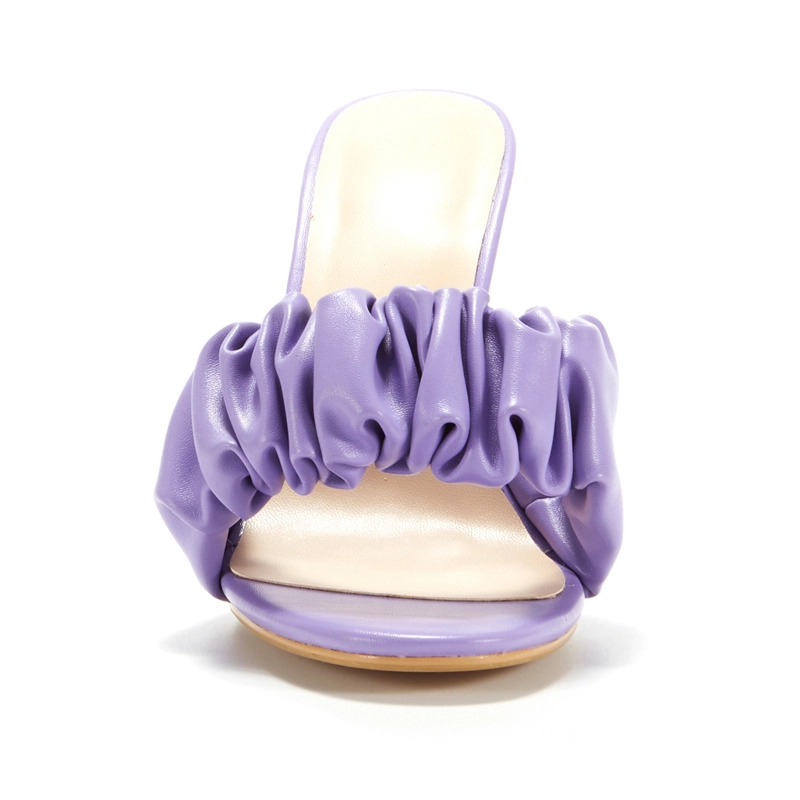 Purple Puffy Transparent Sandals Clear Wedge High Heel Mules - Image 8