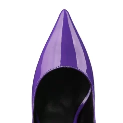 Neon Yellow Patent Leather Heeled Pumps Pointed Toe Stiletto Heels Shoes -Ladies Fashion Shoes purple women s court high heels 3 .jpg.mst