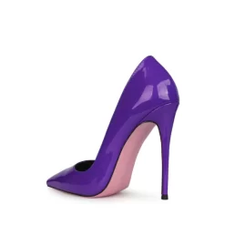 Neon Yellow Patent Leather Heeled Pumps Pointed Toe Stiletto Heels Shoes -Ladies Fashion Shoes purple women s court high heels 4 .jpg.mst