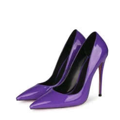 Neon Yellow Patent Leather Heeled Pumps Pointed Toe Stiletto Heels Shoes -Ladies Fashion Shoes purple women s court high heels 5 .jpg.mst